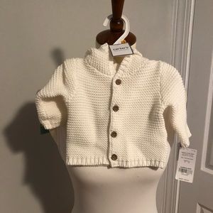 Newborn white hooded Sweater. NWT